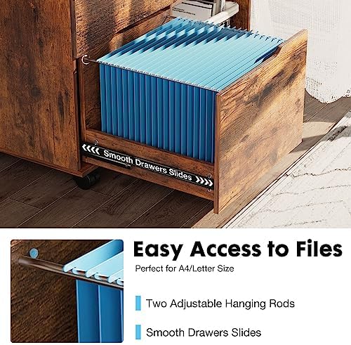 OLIXIS 3 Drawer Lateral File Cabinet, Rolling Printer Stand with Storage - Image 4