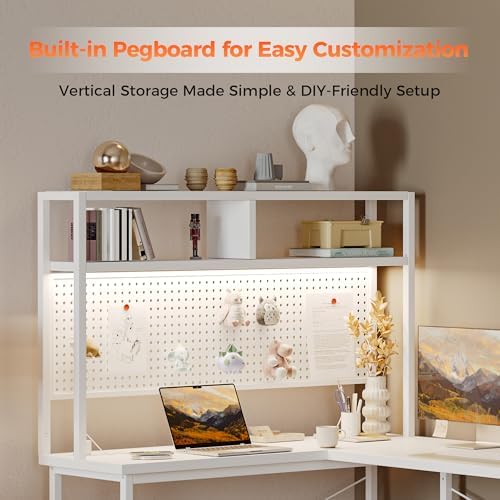 Mericonia 59 inch L Shaped Desk with Pegboard, Large Corner Gaming Desk - Image 3