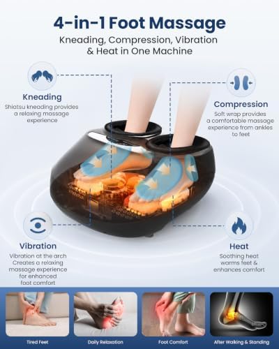 COMFIER Foot Massager with Heat Compression & Vibration Shiatsu Feet Massager,Heated Foot Warmer Gifts for Mom,Dad,Remote Control,Multi-Settings - Image 2