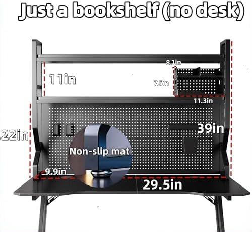 Desktop Bookshelf, Multi-Size pegboard Storage Organizer Rack, Dorm Desk Shelf, Desk Hutch, Desk top Storage Rack, Student Desktop Storage,Desk Shelves for top of des(Black, 29.5" Lx9.9 Wx39 H) - Image 2