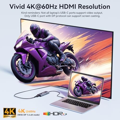 VANGREE 9-in-1 USB C Hub 10Gbps with 4K@60Hz USB-C Display Output, 100W PD - Image 5