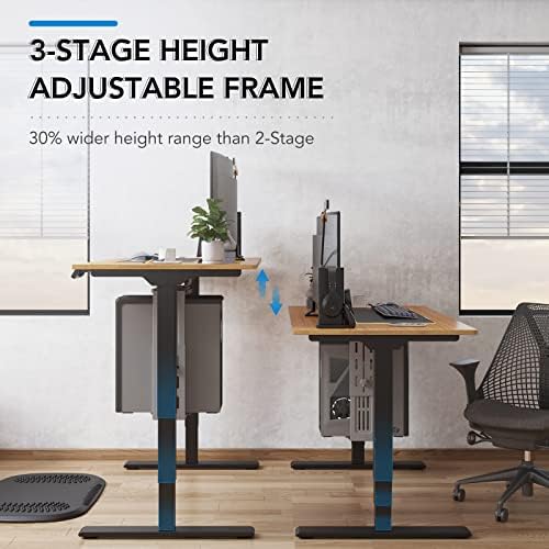 FlexiSpot E6 Bamboo 3-Stage Dual Motor Electric Standing Desk 48 x 24 Sit Stand Up Desk, Holds 220 lbs, Adjustable Height w/ Memory Presets, Solid Bamboo Desktop & Black Frame, Ships in 2 Boxes - Image 4