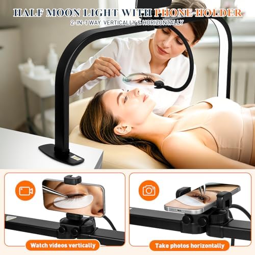 Half Moon Nail Light for Desk with 5X Magnifier & Phone Holder - Image 3