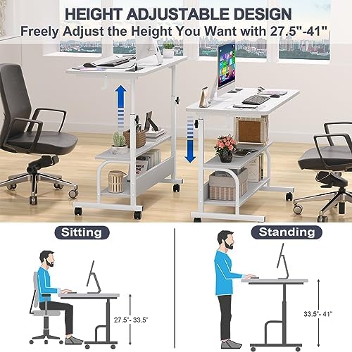 Armocity 32" Rolling Standing Desk with Charging Station for Couch Bed - Image 6