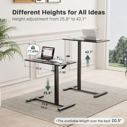 Gibbon Mounts 32” Rolling Mobile Standing Desk, Bedside Table with Wheels - Image 2