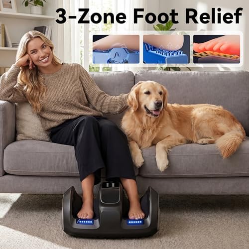 Shiatsu Foot and Calf Massager with Heat Compression, Feet Kneading Massage Machine Delivers Relief for Tired Muscles & Plantar,Pain Relief,Deep Kneading Therapy-Ideal Gifts for Women Men Dad - Image 5