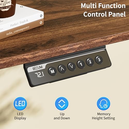 BIZUM 40x24 Inch Electric Standing Desk with Memory Presets, Quiet Motor Height Adjustable Stand Up Desk for Home Office & Gaming, Ergonomic Sit Stand Workstation，Walnut - Image 6