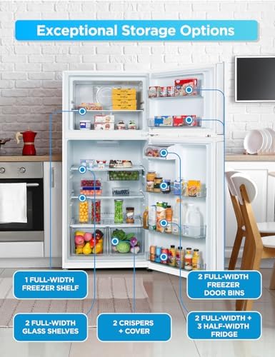Commercial Cool 20 Cu. Ft. Top Mount Refrigerator with Freezer, 2-Door Refrigerator with Top Freezer and Adjustable Temperature Control, Ice Maker Ready, Energy Star Certified, White - Image 4