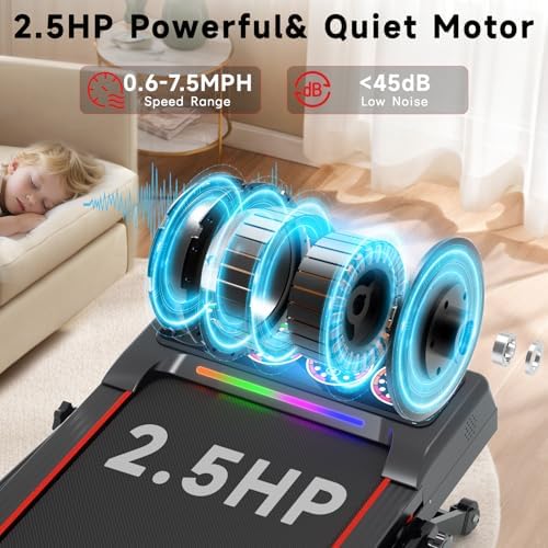 Walking Pad Treadmill with Incline and Handle Bar, 7.5MPH Under Desk Foldable Treadmill for Home Office with Remote Control - Image 5