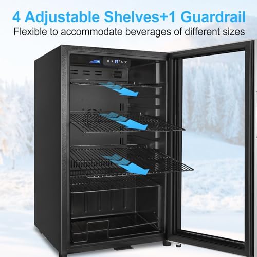 FoMup Beverage Refrigerator 126 Can, Mini Beverage Fridge Small Beverage Cooler Stainless Steel with Glass Door Safety Lock, Drink Fridge for Beer Soda Wine, Perfect for Dorm Office Hotel - Image 5