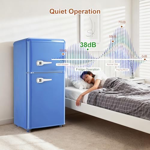 Retro Mini Fridge with Freezer 3.5 Cu. Ft, Small Refrigerator Dual Door - Image 6