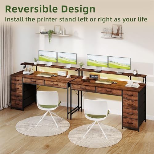 Somdot 47 Inch Gaming Desk with Power Outlet and LED Lights, Computer Desk - Image 6