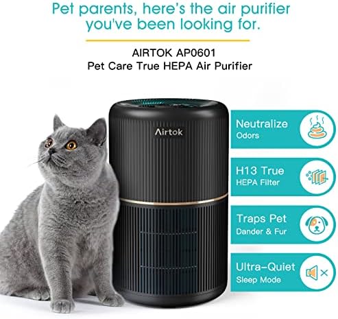AIRTOK 2 Pack Air Purifier for Home Bedroom, Office Desktop Air Cleaners with 12pcs Fragrance Sponge, H13 HEPA Filter, 4 Stage Filtration up to 376 sqft Black Available for California - Image 2
