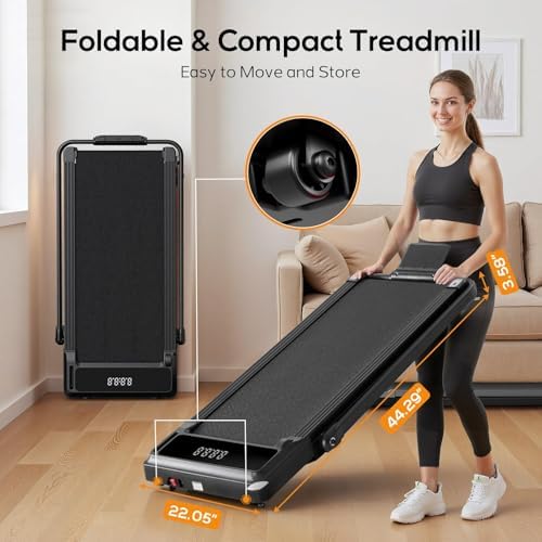 Compact Walking Pad Under Desk Treadmill, Portable Electric Walking Treadmill with Remote Control & LED Display for Home Office, Quiet Fitness Machine - Image 5