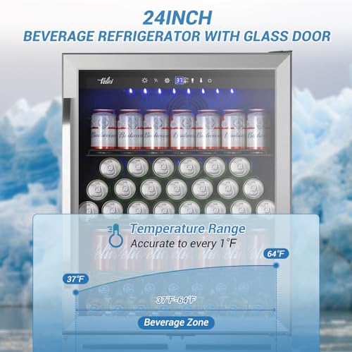 Velivi 24'' Beverage Refrigerator Under Counter Fridge with Door Lock - Image 2