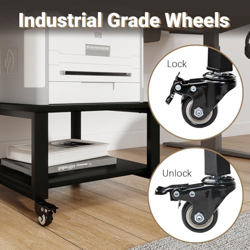 Natwind 2 Tier Laser Printer Stand,20''x20'' Under Desk Printer Cart, Black - Image 6