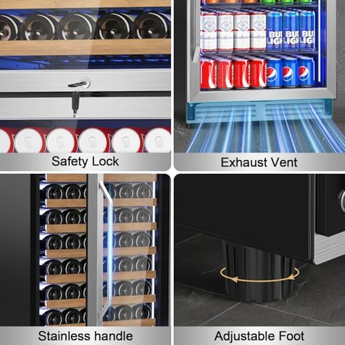 Velivi 24''Wine and Beverage Refrigerator 2 IN 1 Dual Zone Tall Wine Cooler - Image 6