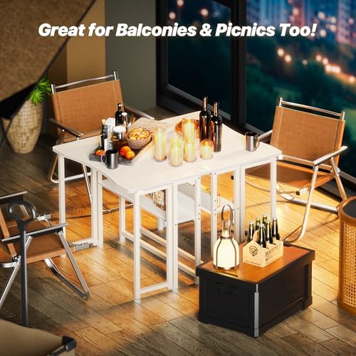 Huuger Folding Desk with Storage Shelf, 31.5 Inch Foldable Computer Table - Image 7