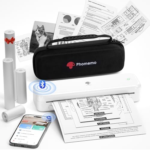 Phomemo M834 Inkless Portable Thermal Printer with a Case, 8.5 x 11, White by Phomemo