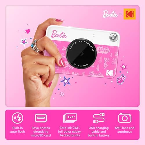 Barbie x Kodak Printomatic Full-Color Instant Print Digital Camera – 5MP Portable Barbie Camera Prints Colorful 2x3” Sticky-Back Photos – Signature Style - Image 2
