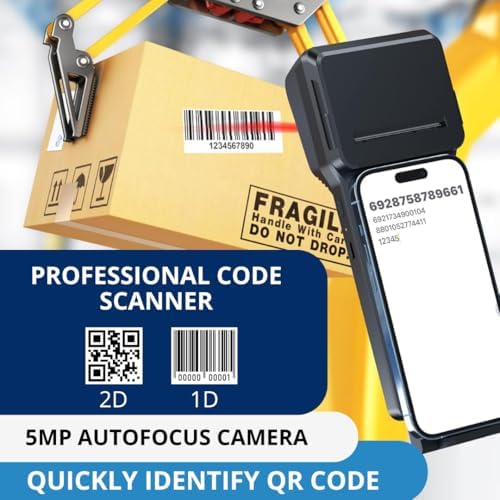 POS XP-P1 Portable Thermal Printer, USB & Bluetooth, 58mm Paper Width, High-Speed Printing, 1D/2D Barcode Scanning, Compatible with Windows, Linux, Android, iOS (Black) - Image 2