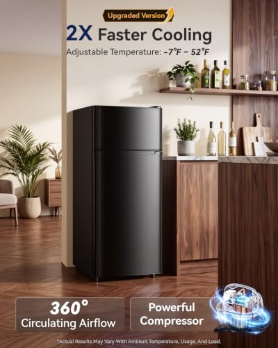 Tehanld 4.5 Cu.Ft Mini Fridge Freezer for Dorm/Office, 2-Door, Quiet - Image 2