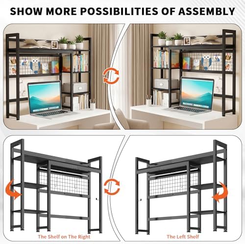 IBVIVIC Desktop Shelf, 38.5'' Desktop Organizer Shelf for Computer Monitor, 4 Tier Hutch Storage Rack for Home Office Dorm, Black - Image 6