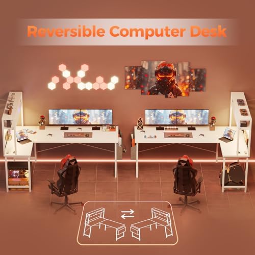 Mericonia 59 inch L Shaped Desk with Pegboard, Large Corner Gaming Desk - Image 7