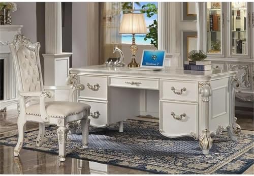 Acme Vendome Executive Writing Desk in Antique Pearl by AcmeFurniture