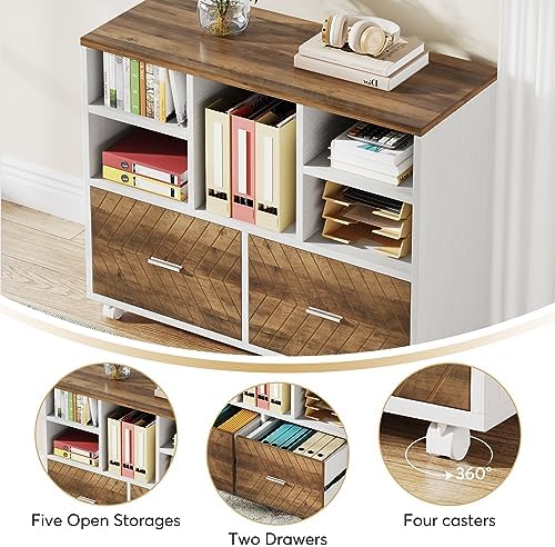 Tribesigns L-Shaped Executive Desk with Reversible File Cabinet, 63" Office Desk with Storage Drawers, Computer Desk Set (Oak Karo & White) - Image 6