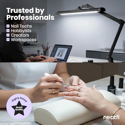Neatfi 3,500 Lumens LED Desk Lamp – 45W Dimmable Task Light | 3 Light Modes | 540 SMD LEDs | Touch Control | Adjustable Arm | Reading, Craft, Workbench & Office (Black-3, 26-Inch Wide Shade) - Image 5