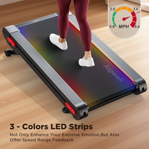 Jogwell Walking Pad Treadmill with 12%/20% Auto Incline, 43"x18" Extra-Wide - Image 5