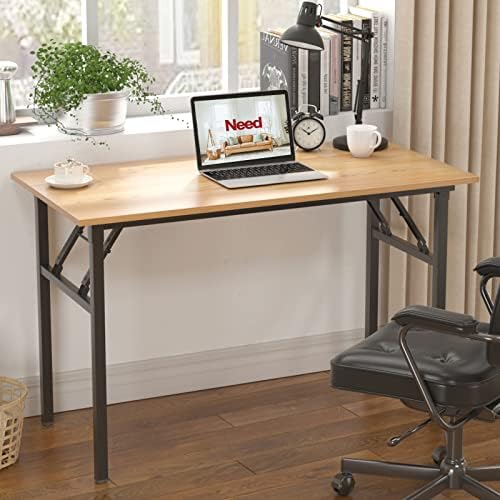 Need Office Computer Desk 47.2x23.6 in Sturdy Folding Laptop Table Teak - Image 5