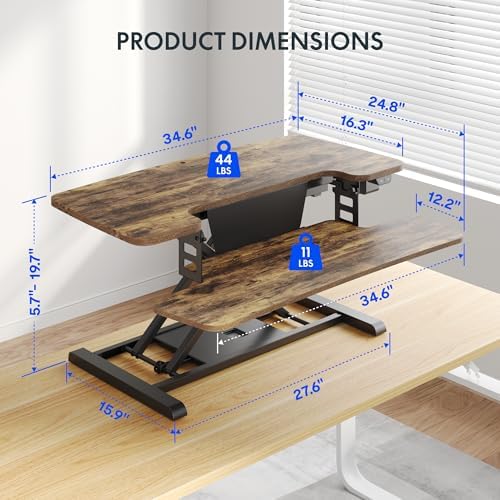 FLEXISPOT 35" Electric Standing Desk Converter, Height Adjustable Motorized Desk Riser for Computer Monitors & Laptop Workstation, Rustic Color - Image 3