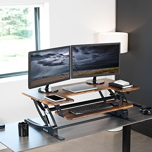 VIVO Rustic Vintage Brown 42 in Standing Desk Converter, DESK-V000VLN - Image 2