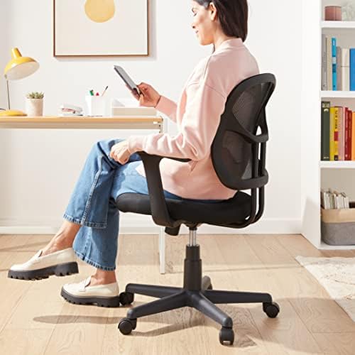 Amazon Basics Breathable Mesh Mid-Back Office Desk Chair with Armrests, Lumbar Support, 360-Degree Swivel, Adjustable-Height, Black - Image 2