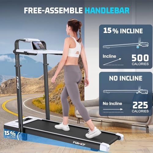 Walking Pad Treadmill with Desk Workstation, 15% Incline Treadmill with Handle Bar, Foldable Treadmills Under Desk for Home/Office, 400 lbs+ Capacity, Adjustable Height, Removable Desk, 3.5HP Motor - Image 4