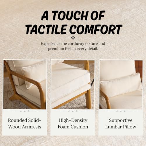 Karl home Mid-Century Modern Accent Reading Chair, Creamy - Image 5
