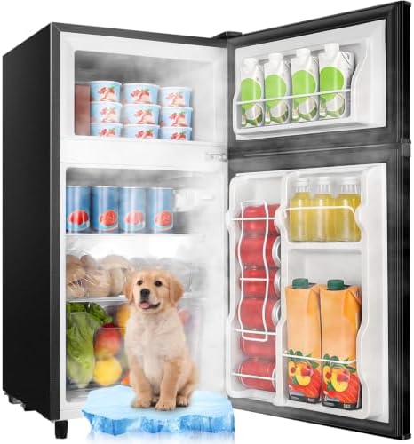 WANAI 3.5 Cu.Ft Black Mini Fridge With Freezer Compact Refrigerator Dorm by WANAI%C2%AE