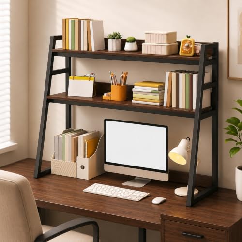 3 Tires Desktop Hutch Bookshelf, Desktop Bookshelf by Unknown