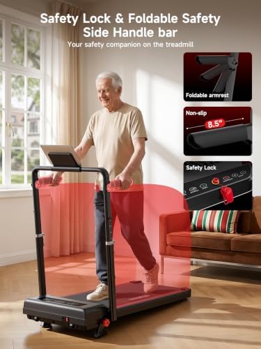 RHYTHM FUN Incline Walking Pad with Handle Bar, 37.5" Runng Belt, 300 LBS - Image 5