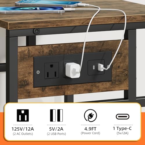 YAOHUOO 3 Tier Large Printer Stand with Power Outlet/Adjustable Shelf - Image 6