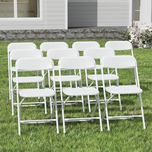 10 Pack White Folding Chairs for School Events Wedding Party Picnic by IWDOO