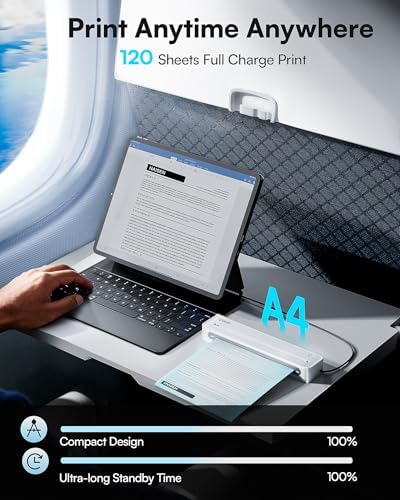D90E Inkless Portable Thermal Printer for Travel – 8.5" x 11", White - Image 5