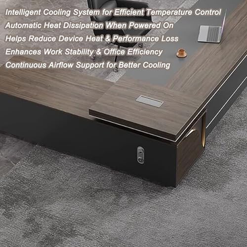 Executive Office Desk with Storage Cabinet,Modern l Shaped Executive Desk,50MM Thick Desktop for CEO Office, Reception & Commercial Workspace - Image 6