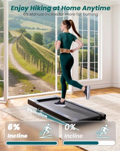DeerRun Under Desk Walking Pad Treadmill for Home Office & Small Spaces, 6% Manual Incline, 0.6–3.8 MPH Walking Speed, 2.5 HP, 300 lb Capacity, App & Remote Control - Image 2