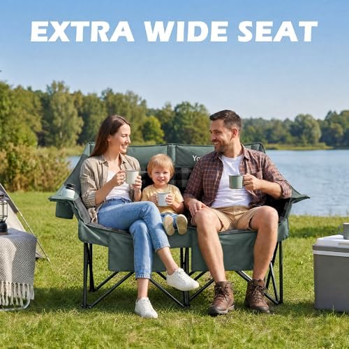 Youtanic Double Camping Chair, Heavy Duty 650lbs Padded Loveseat for Adults - Image 3