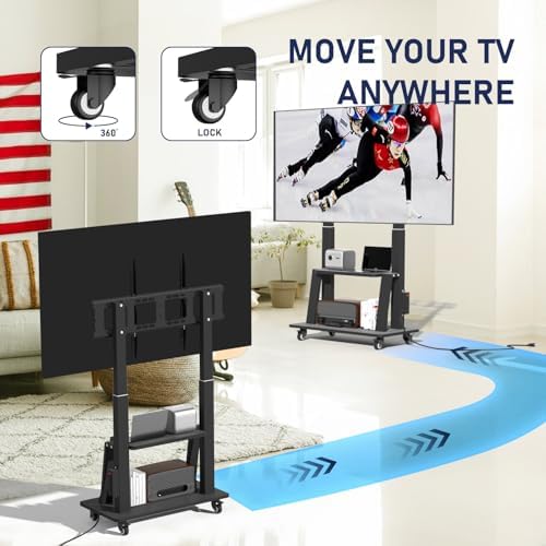 Rolling TV Stand with Power Outlet for 45 to 100 inch TV, - Image 6