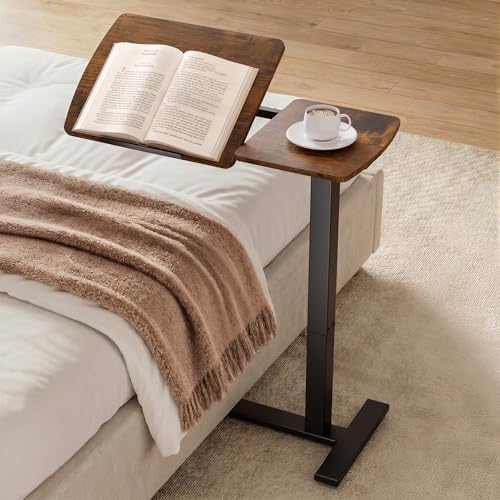 Sakugi Overbed Bedside Table with Wheels, Right-Side Tilt Top, 29.1"–39" H by Sakugi
