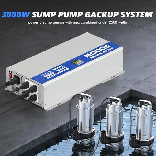 3000W Sump Pump Battery Backup System, Pure Sine Wave Power Inverter - Image 2